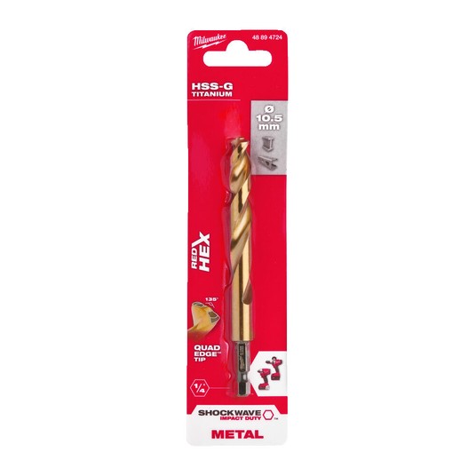 Wiertło do metalu 10,5mm Shockwave HSS-G TIN -zdjęcie numer 1