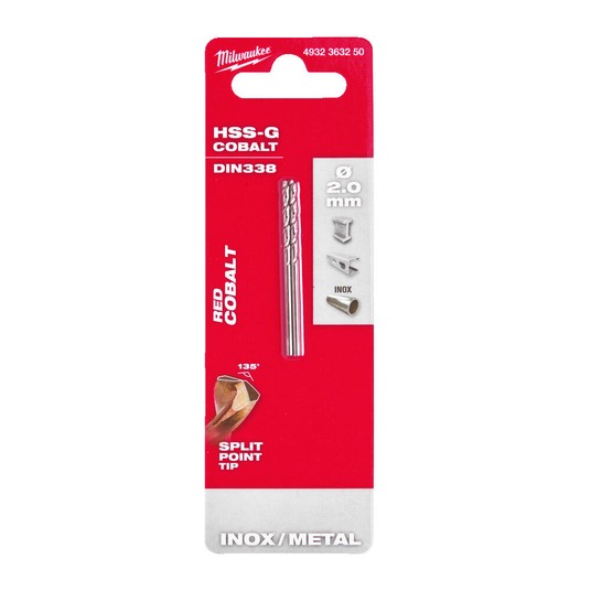 Wiertło do metalu HSS-G Cobalt 2,0mm Milwaukee -zdjęcie numer 1