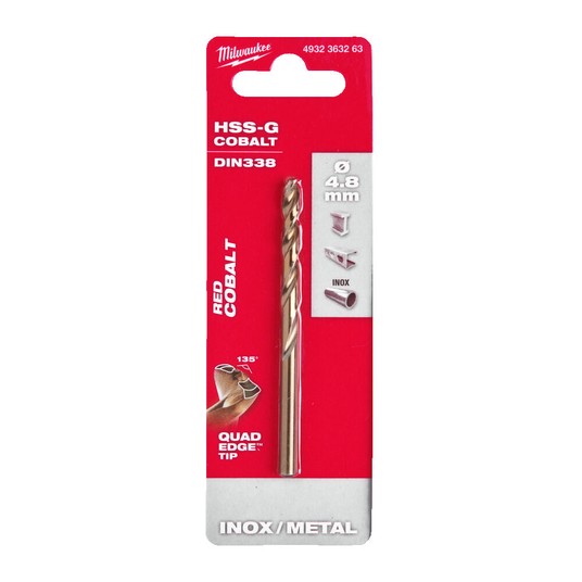 Wiertło do metalu HSS-G Cobalt 4,8mm Milwaukee -zdjęcie numer 1