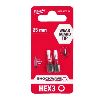 Bit udarowy HEX 3x25mm Shockwave Milwaukee