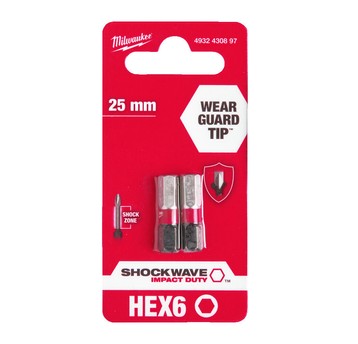 Bit udarowy HEX 6x25mm Shockwave Milwaukee