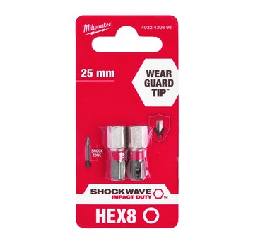 Bit udarowy HEX 8x25mm Shockwave Milwaukee